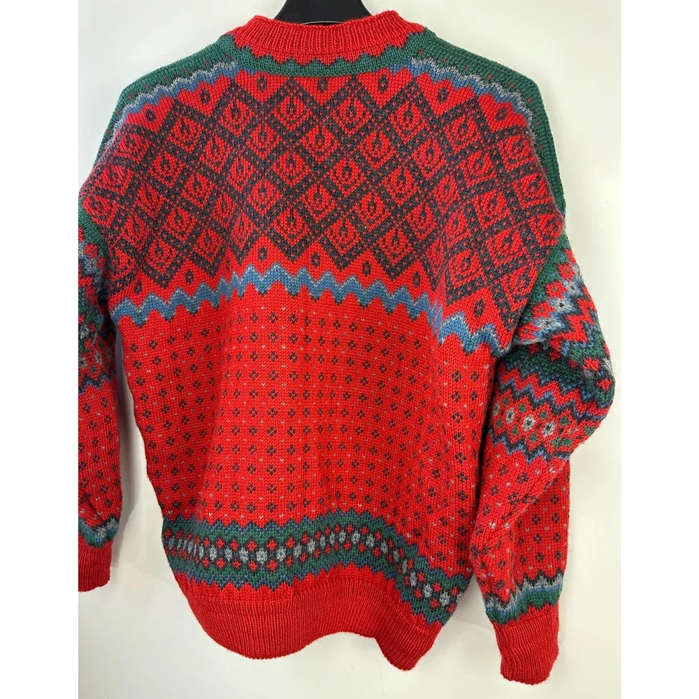 Dale Of Norway Pure Wool Lined Heavyweight Sweater Red Nordic Print Clasp Large - Picture 11 of 16